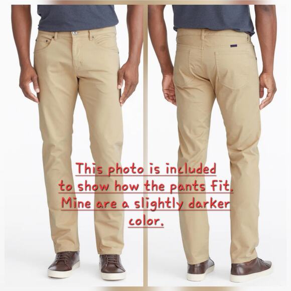 Untuckit 5-Pocket Chino Pants Don Santiago Tan 34x32 Relaxed Fit Men's Stretch - Picture 12 of 12